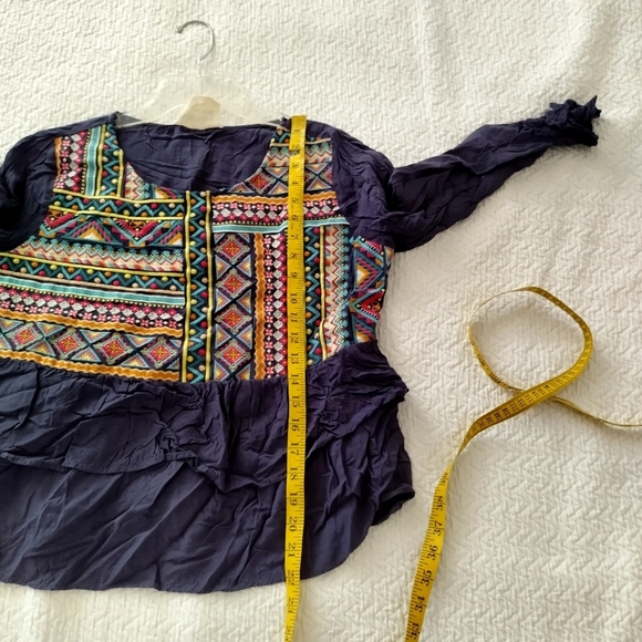 Savanna Jane Embroidered Tiered Long Sleeve Boho Blouse Sz M - Picture 9 of 9